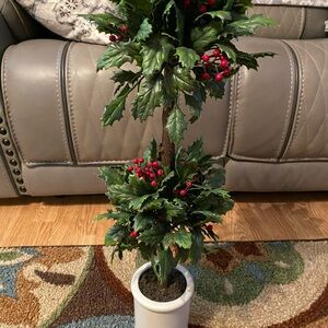 Festive Green and Red Holiday Topiary